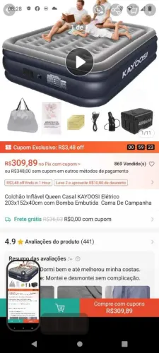 Colchão inflável Elétrico igual a foto..Ta novo sem detalhes...