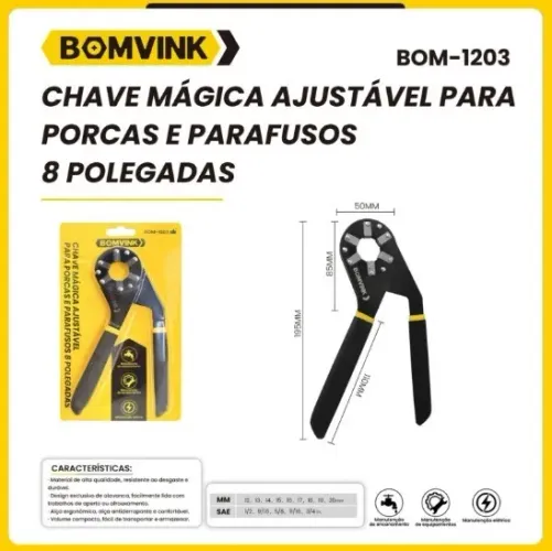 Chave Mágica ajustável 8 polegadas BOM-1203 BOMVINK