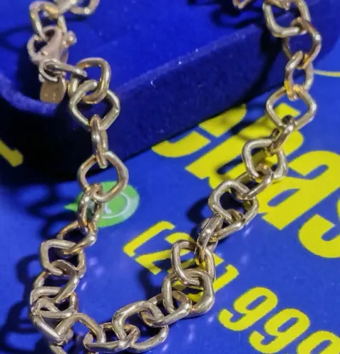 Pulseira Elos Português Quadrado Ouro 18 Kilates Peso 4.49 Gramas 20 Cm 5.9 mm Oca