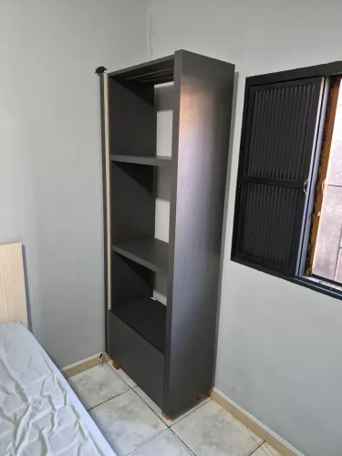 Armário Estante em MDF Grafite Trama - Alto Padrão