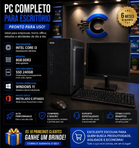 Computador Intel Core i3 8 GB  SSD Novo - Brinde Especial para você!