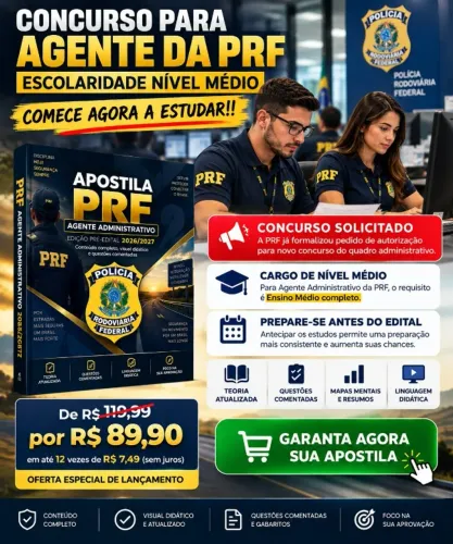 Apostila PRF 2026/2027 - Agente Administrativo Completa- EDITAL PREVISTO para 2027