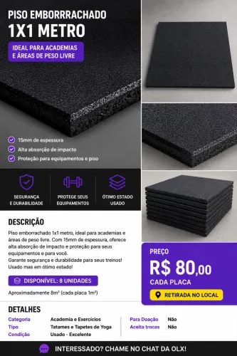 Placa piso emborrachada 1x1