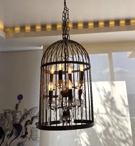 Luminária de teto moderna e estilosa em formato de lustre-gaiola
