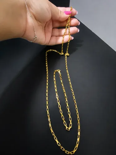 Kit Corrente + Pulseira Modelo Tijolinho em Aço Inoxidável 316L