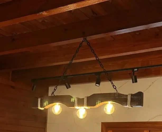 Luminária Pendente Rústica canga boi 100cm 3bocais Soul Fins Teto