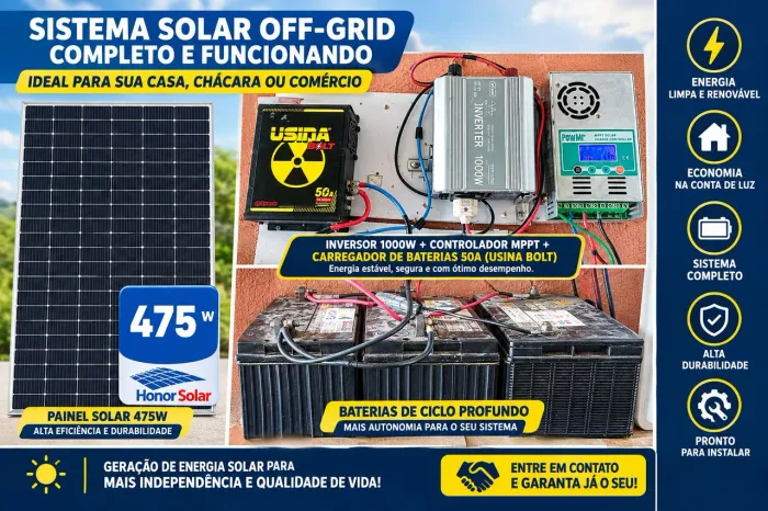 Kit solar para até 400w comtinuo