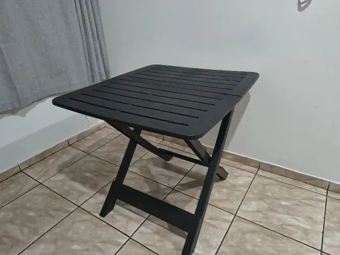 Mesa De Jantar Preta Quadrada Dobrável