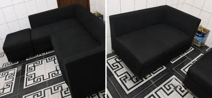 BEM CONSERVADO! SOFÁ GRANDE + PUFF INCLUSO + CAPAS DE ALMOFADAS