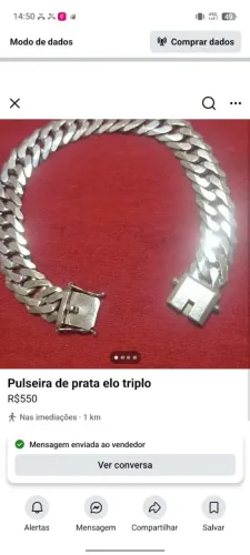 Pulseira de prata elo triplo