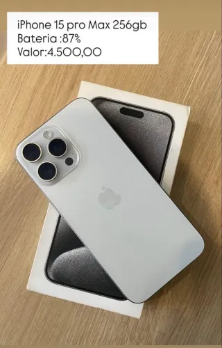 iPhone 15 pró Max 256gb branco bateria 87%