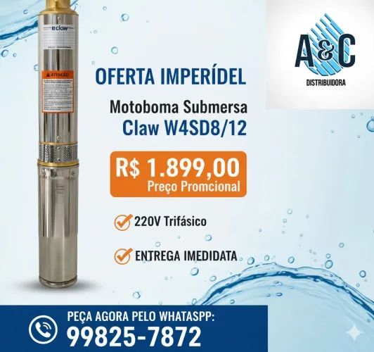 Conjunto bomba submersa Claw W4SD8/12 220V Trif