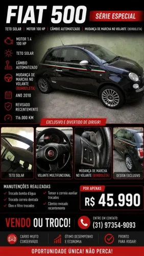 Fiat 500 Lounge 1.4 16V 100cv Dualogic 2010