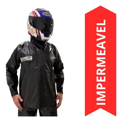 Conjunto Capa Chuva Moto Emborrachada Impermeável Com Gola Flex EXGG