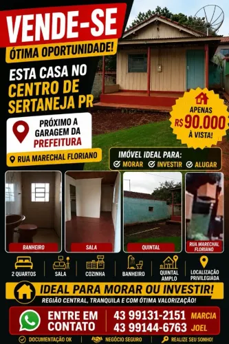 Vende casa Sertaneja Pr