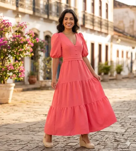 Vestido longo tam P cor rosa