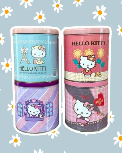 Conjunto 4 Latas antigas Hello Kitty Biscoitos Santa Edwiges