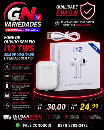 Fone de ouvido sem fio