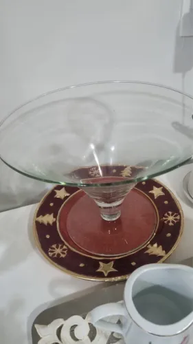 Taça Gigante Centro de Mesa / Fruteira Vidro Formato Martini