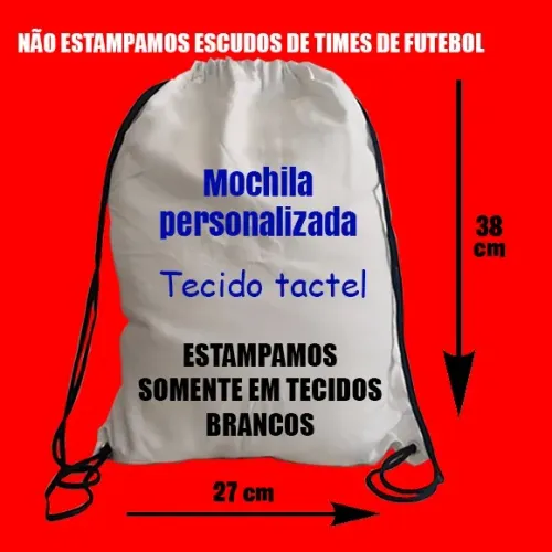 8 Sacochilas mochila personalizada 27x38cm