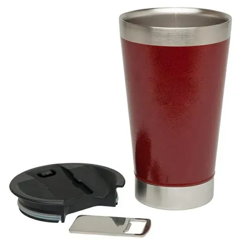 Copo Termico Bebidas Quentes E Frias 473 Ml Com Tampa E Abridor De Garrafas Vermelho