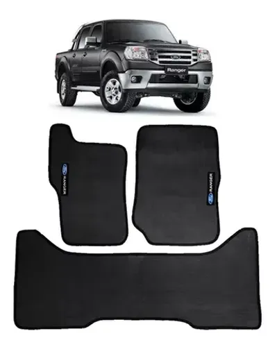 Tapete Ford Ranger 2013 - Borracha - Preto 3 Pecas - W1161