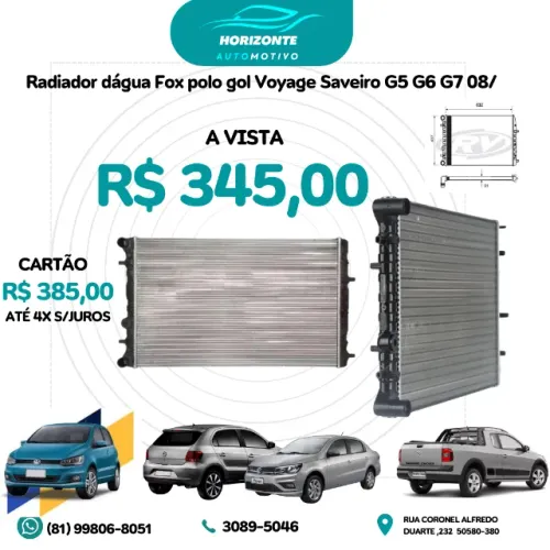 Radiador dágua Fox polo gol Voyage Saveiro G5 G6 G7 08/