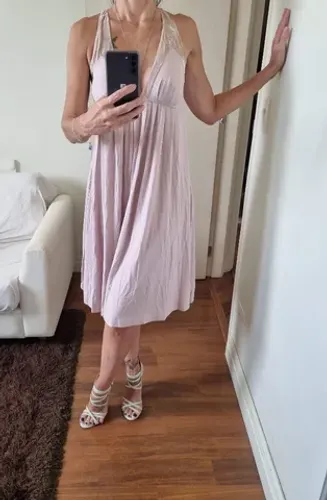 Vestido novo midi forum, p, veste m, detalhes de veludo 