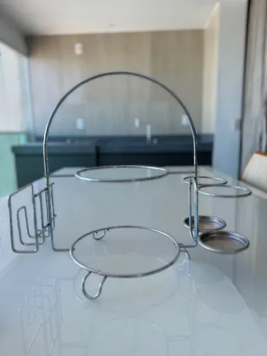 Porta pratos, talheres e guardanapos em Inox 