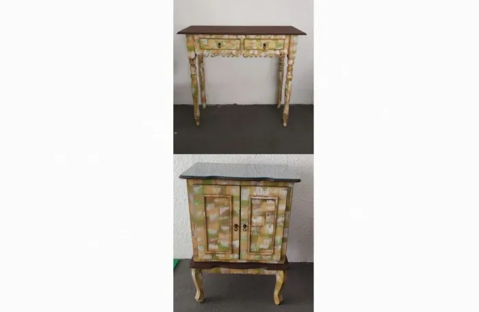Conj. 2 móveis artesanais, (baixei muito o valor) peças únicas: 1 buffet e 1 aparador