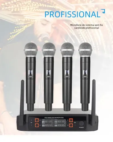 Kit com 4 microfones profissionais