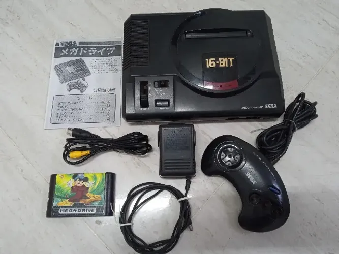 Mega Drive 1 Japonês Completo, Cabo, Fonte, 1 Controle, 1 Jogo, Manual