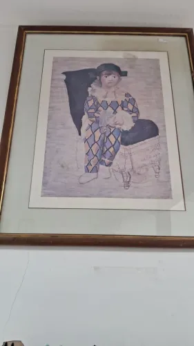 Belíssimo e Antigo Quadro Picasso Arlequim ler descrição não enviamos 