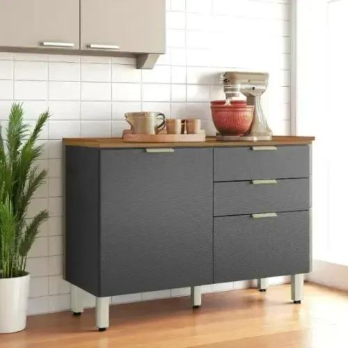 Balcão Alba Amêndola/Grafite (Produto novo de fábrica)