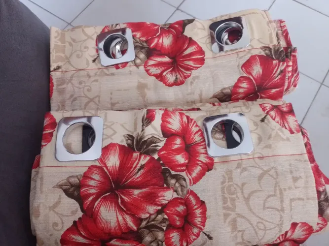 Cortina Estampada Em Tecido Rústico Sala Quarto 3m x 2,70 Floral