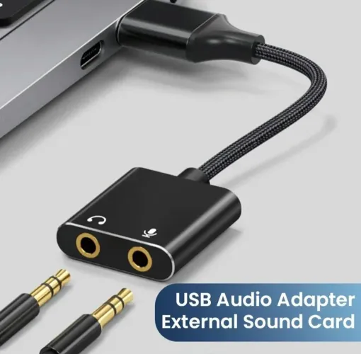 Adaptador de Áudio USB para PC, Notebook e Celular