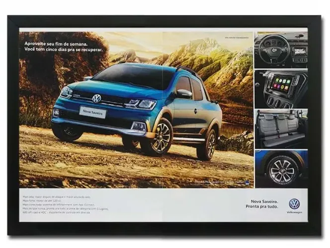 VW Saveiro Cross - Quadro / pôster decorativo com propaganda original de revista