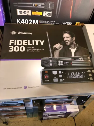 Microfone sem fio Waldman Fidelity 300 - Dual UHF