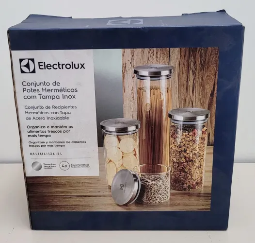 Conjunto de Potes Herméticos com Tampa Inox Electrolux - 4 peças