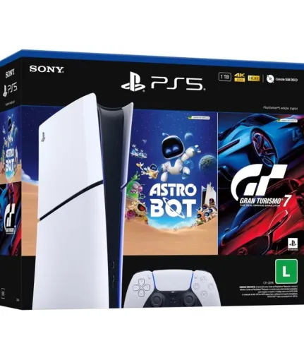 Console Sony PlayStation 5, Edição Digital, SSD 825GB, Controle Sem Fio DualSense +2 Jogos