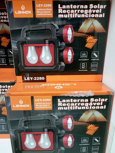 Lanterna Solar Recarregável Multifuncional LEHMOX LEY-2280