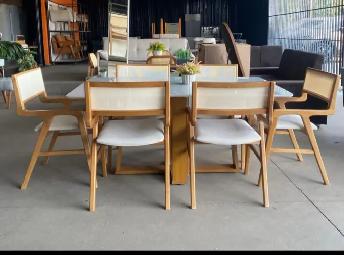 Mesa de jantar com 6 cadeiras 1.60 liz