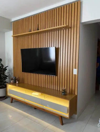 Painel Nobre Ripado 100% MDF + Rack Bancada para TV até 85" (Novo) Entrega Grátis! 