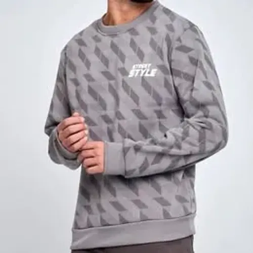 Blusa Masculina Trendy Estampado Cinza Claro - Tamanho G