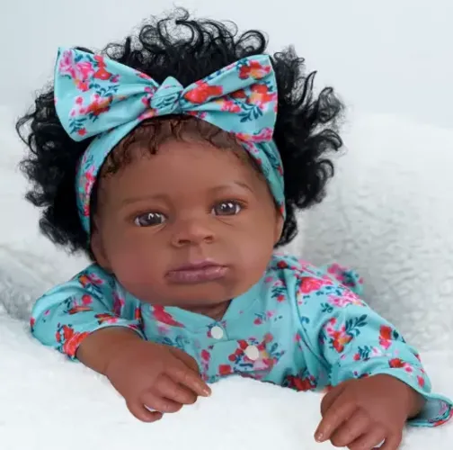 Boneca Bebê Reborn Negra 55cm Corpo De Silicone