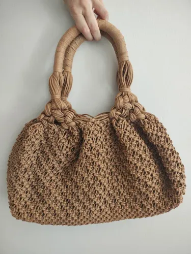 Bolsa de crochê bege Lenny e Cia Original