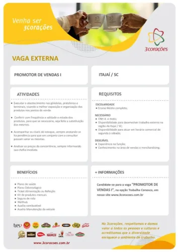 PROMOTOR DE VENDAS I - ITAJAÍ / SC