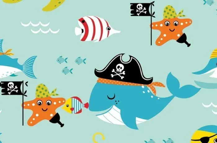 Papel De Parede Adesivo Lavável Piratas Do Mar 1mx45cm PROMOÇÃO