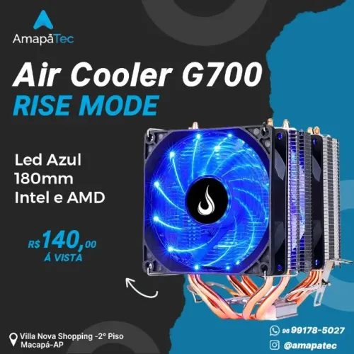 Air Cooler Rise Mode Gamer G700 LED Azul AMD/Intel 180mm