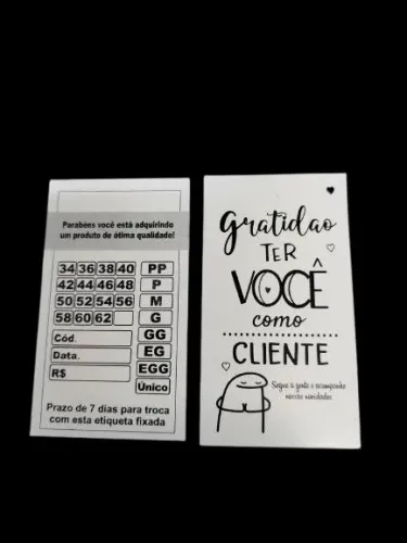 Tags Etiqueta Roupa e Calçados 